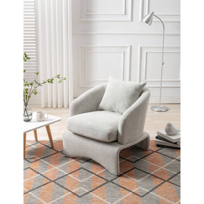 27.56" Polyester Fabric Upholstered Barrel Chair, Accent Chair with